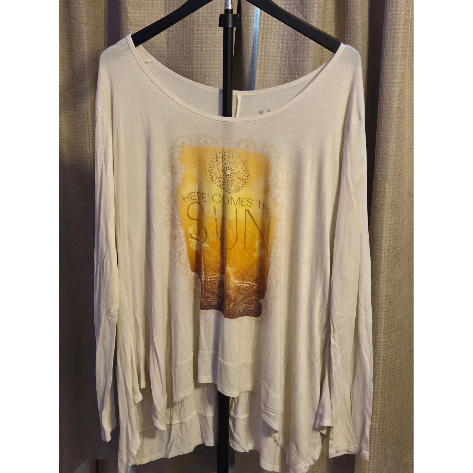 Love Here Comes The Sun Graphic Shirt Women's Size Xl Tan The Beatles